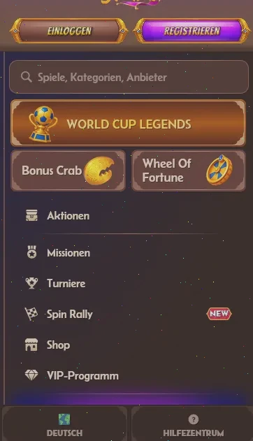 Mobilní verze Alawin Casino v prohlížeči