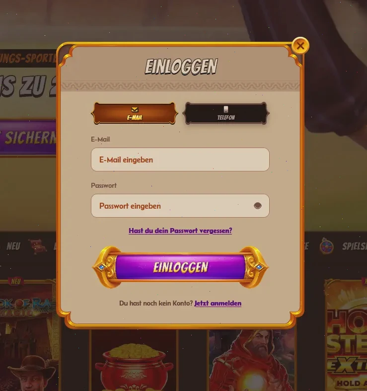 Přihlašovací formulář Alawin Casino